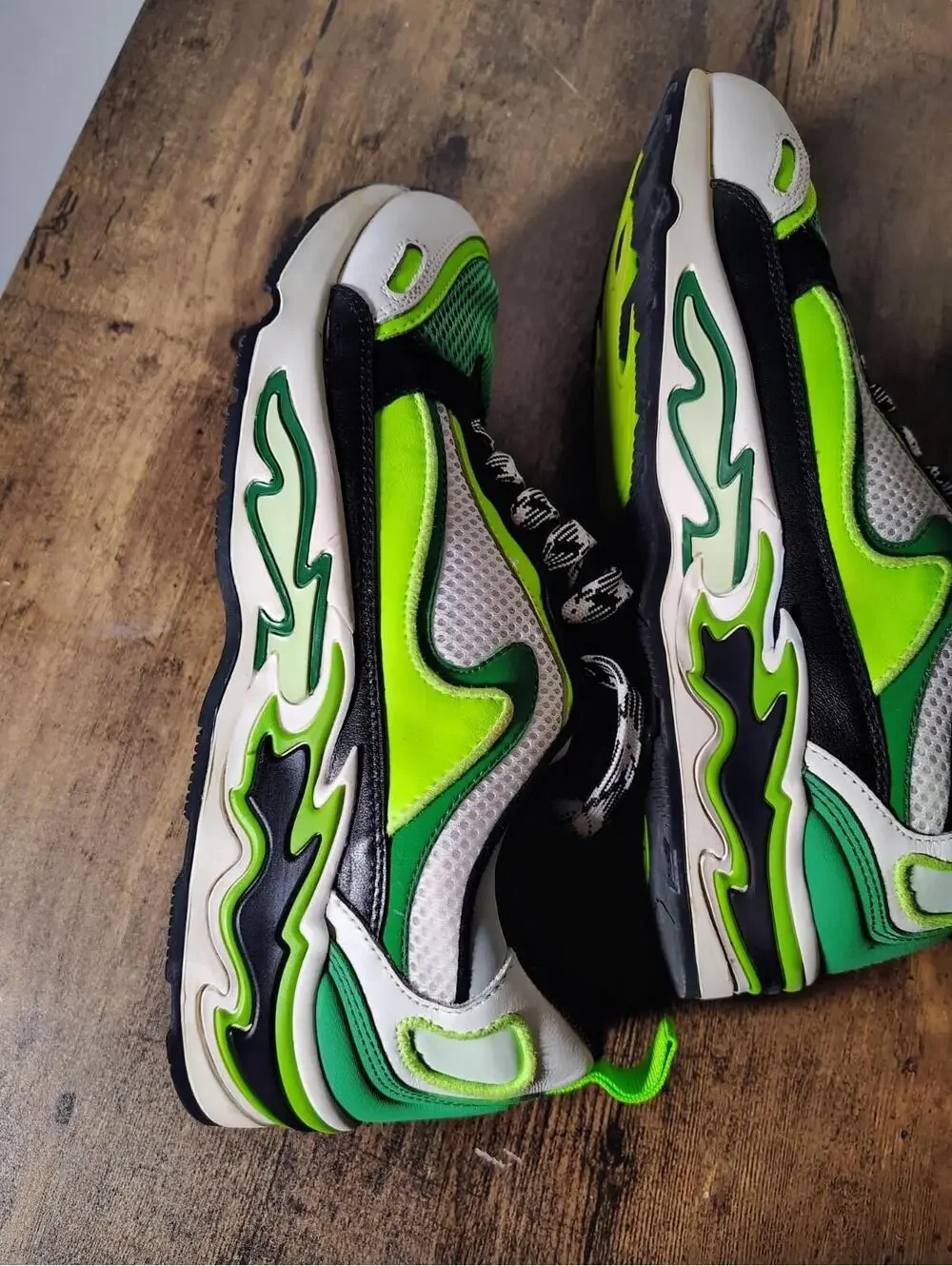 Sandro Women's Green Kermit Frog Leather Sneakers Sz 5.5 - Picture 6 of 9